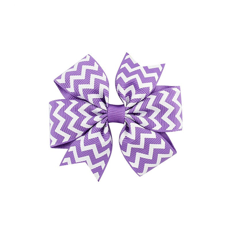 Handmade Baby V-ribbed Striped Bow Hair Clip