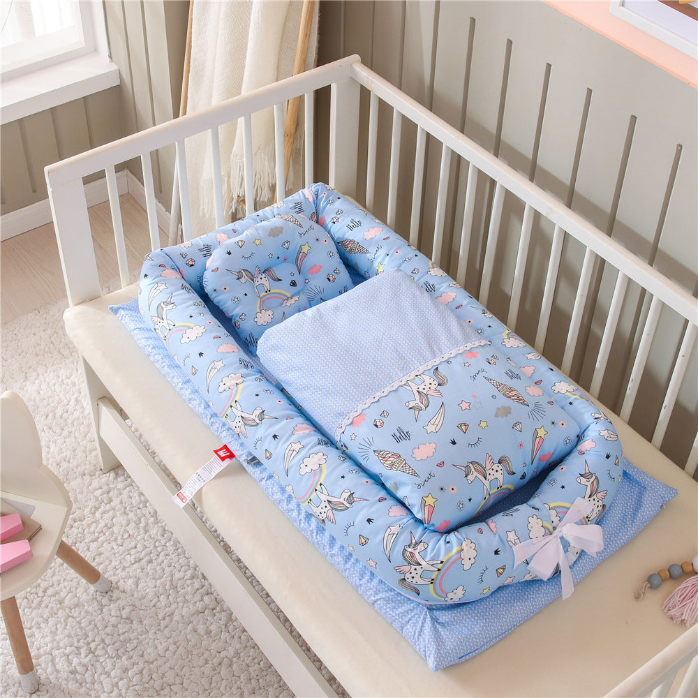 Crib Anti-pressure Newborn Foldable Portable Crib Middle Bed