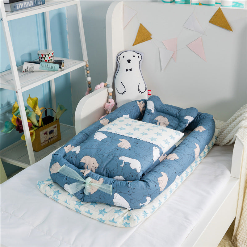 Crib Anti-pressure Newborn Foldable Portable Crib Middle Bed