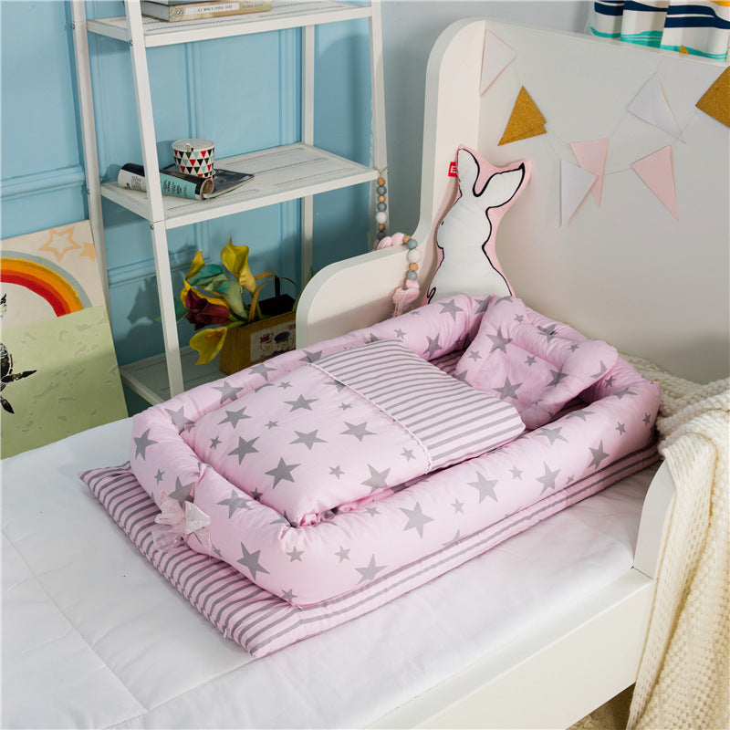 Crib Anti-pressure Newborn Foldable Portable Crib Middle Bed