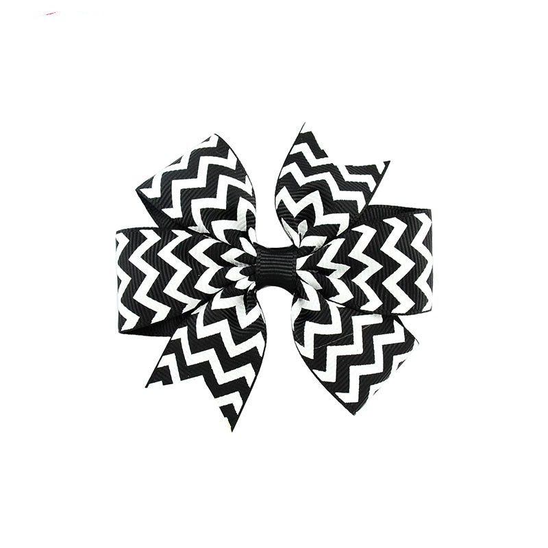 Handmade Baby V-ribbed Striped Bow Hair Clip