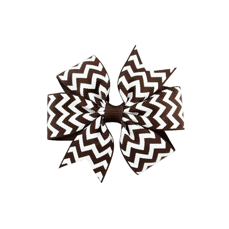 Handmade Baby V-ribbed Striped Bow Hair Clip