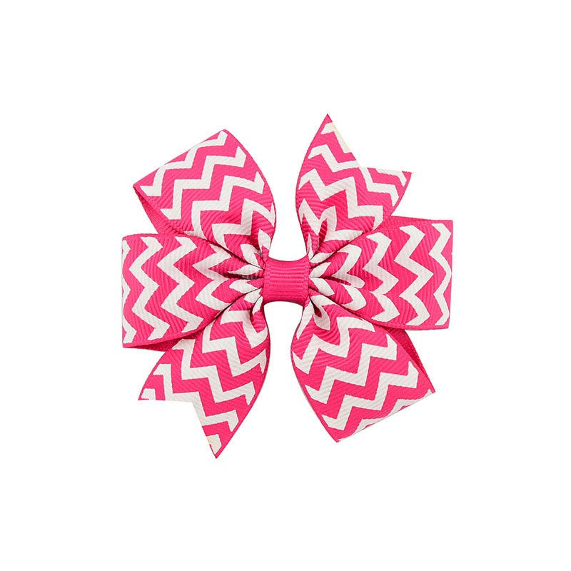 Handmade Baby V-ribbed Striped Bow Hair Clip