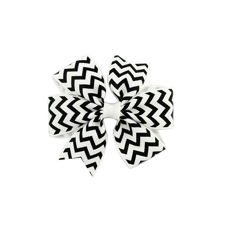 Handmade Baby V-ribbed Striped Bow Hair Clip