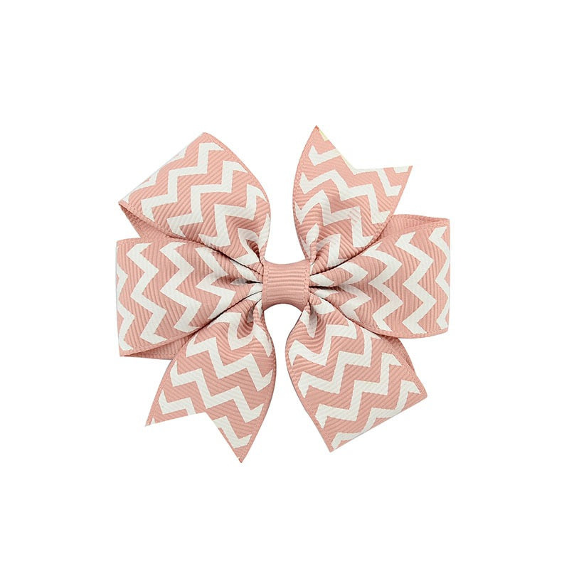 Handmade Baby V-ribbed Striped Bow Hair Clip