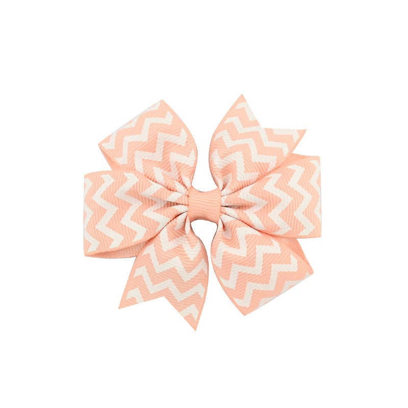 Handmade Baby V-ribbed Striped Bow Hair Clip